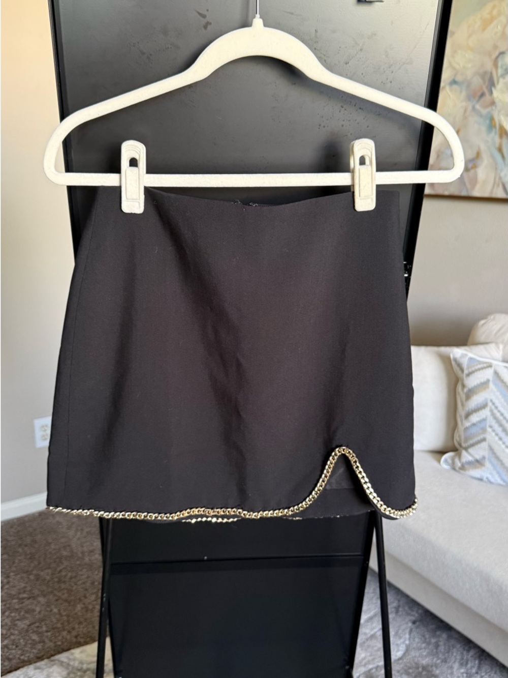 Forever 21 Black Mini Skirt with Gold Chain Detail